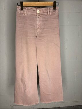 Zara Kids 11/12 Pink High Waist Wide Leg Jeans Raw Hem Straight Denim
